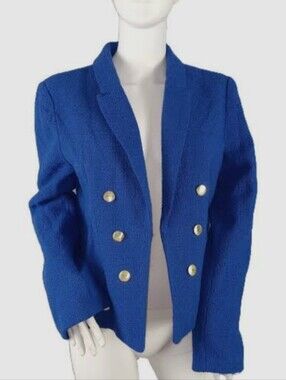 NANETTE LEPORE Women's Cobalt Blue Open Front Boucle Blazer